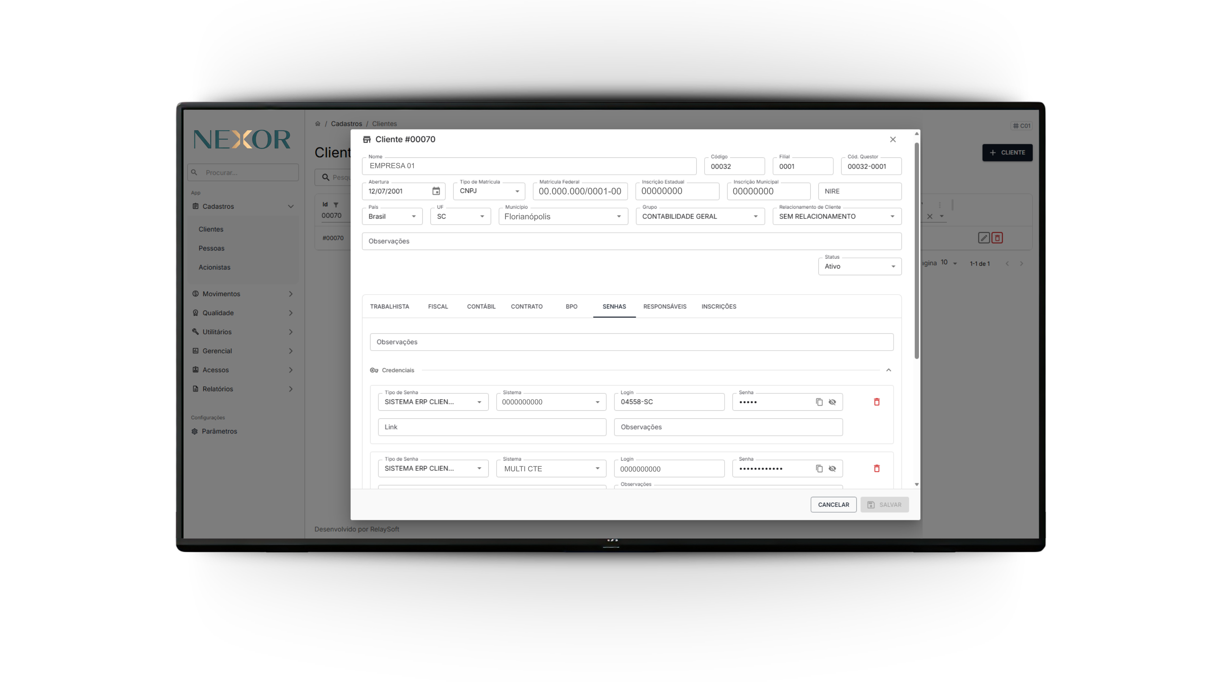 Cadastro centralizado de clientes no Nexor